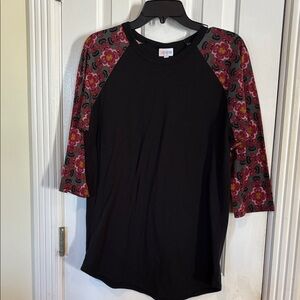 LuLaRoe Black Top with Floral Sleeves